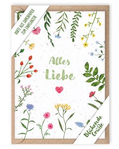 Faltkarte 'Alles Liebe' (Samenpapier)