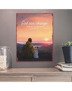 Metallschild 'God can change ...'