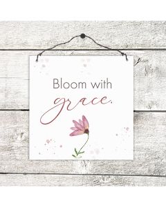 Holzschild klein 'Bloom with grace'