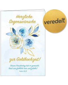 Faltkarte Goldene Hochzeit 'Herzliche Segenswünsche zur Goldhochzeit'