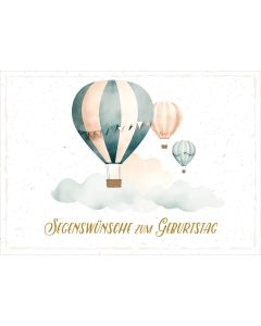 Postkarte 'Segenswünsche zum Geburtstag' 12x                Motiv: Heißluftballon